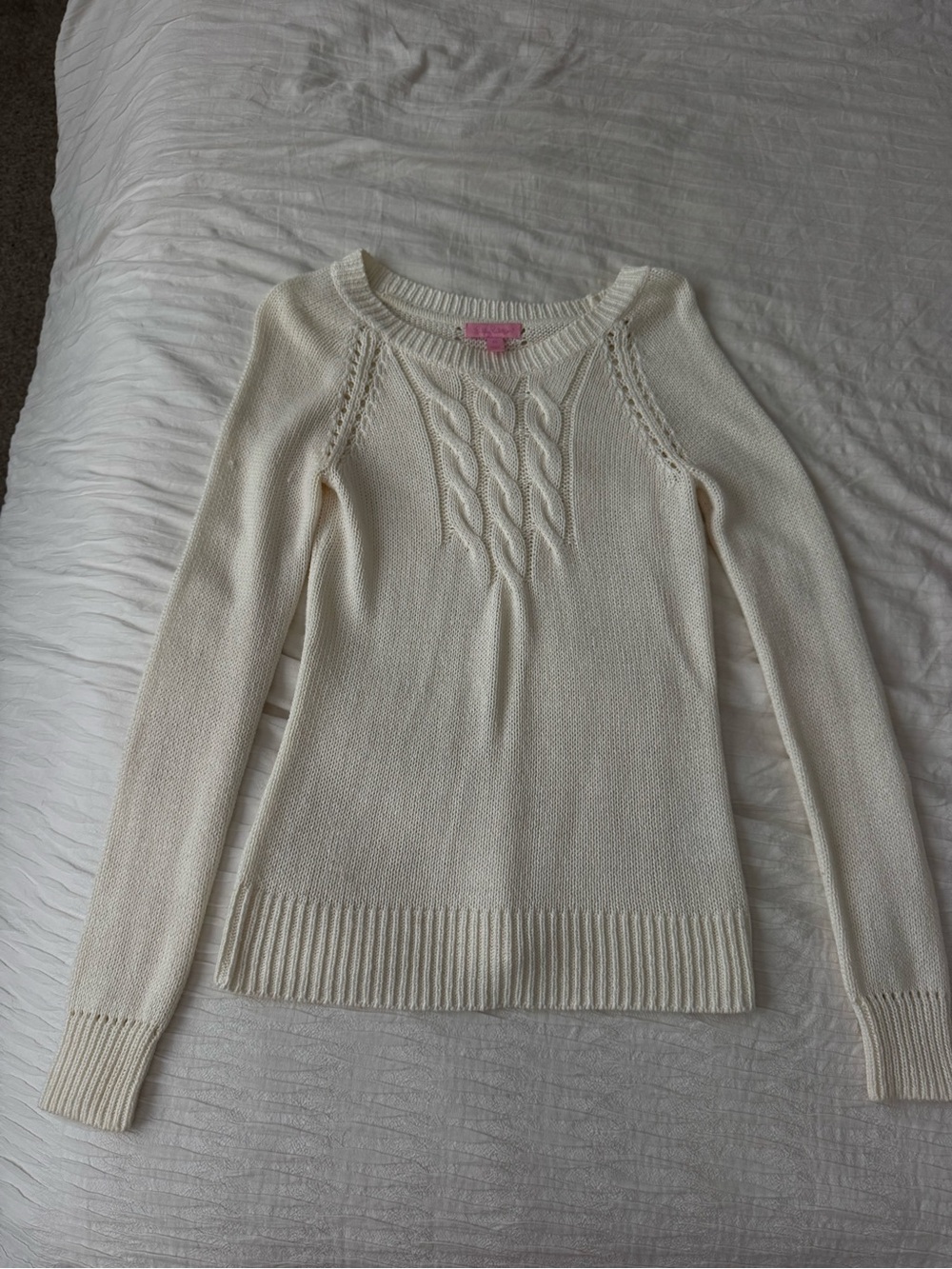 Lilly Pulitzer Cream Cable-Knit Women’s Sweater - Classic Long Sleeve